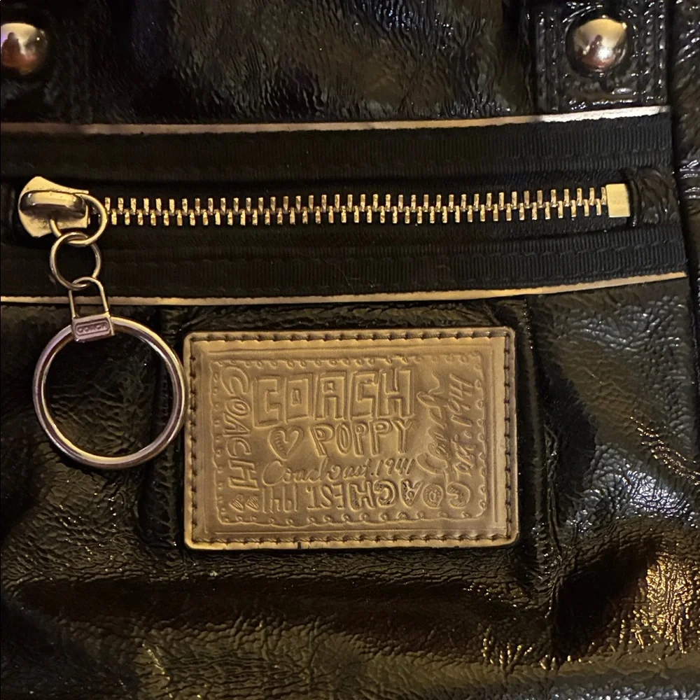 Coach Black Leather Satchel with Silver Accents - Picture 2 of 6